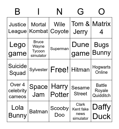 Super Warner Bros. 3 Bingo Card