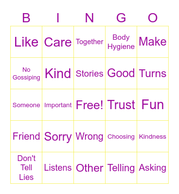 Making Friends Bingo Card