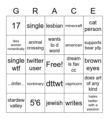 grace bingo Card