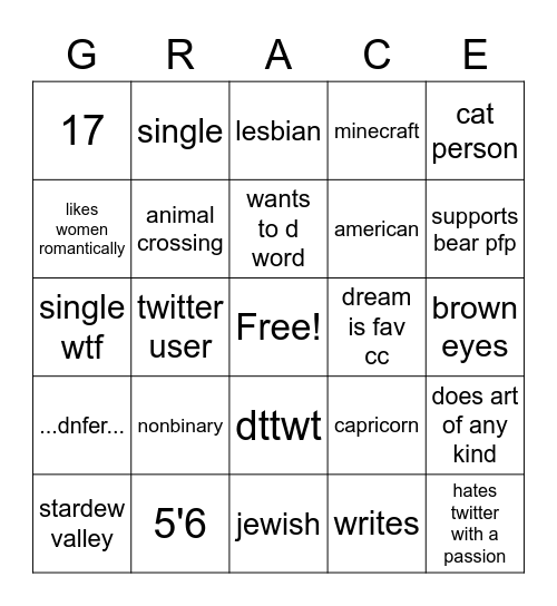 grace bingo Card