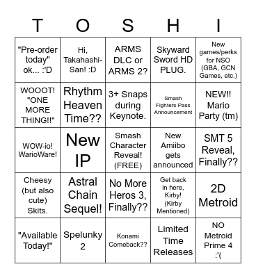 Nintendo Bingo Card (Tater Style) Bingo Card