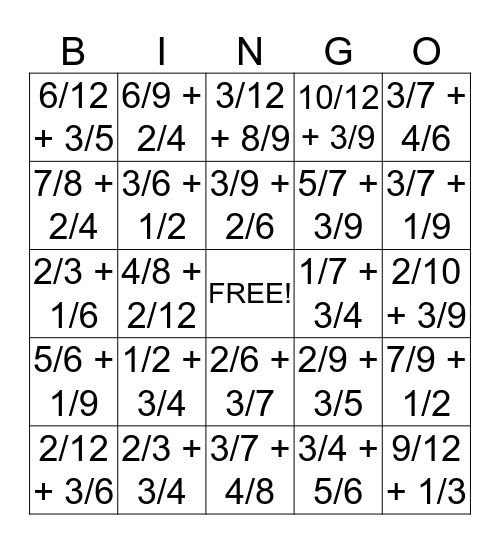 Common Denominator Bingo Card