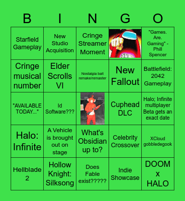 Xbox + Bethesda Showcase Bingo Card