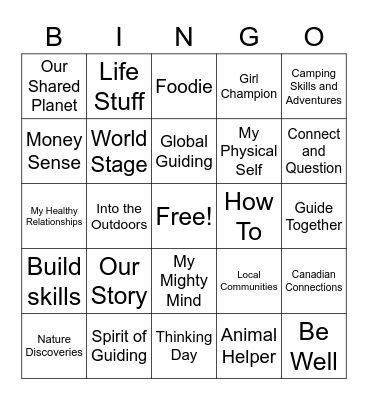 Brownie Bingo Card