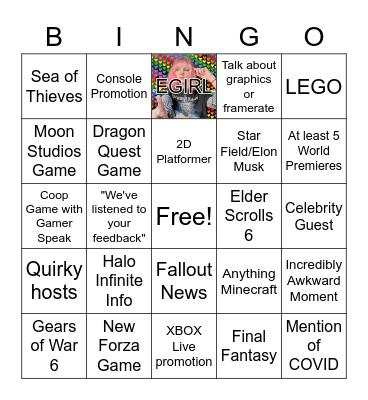 E3 2021 BAbyyyy Bingo Card