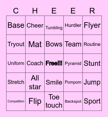 Cheer Bingo Card