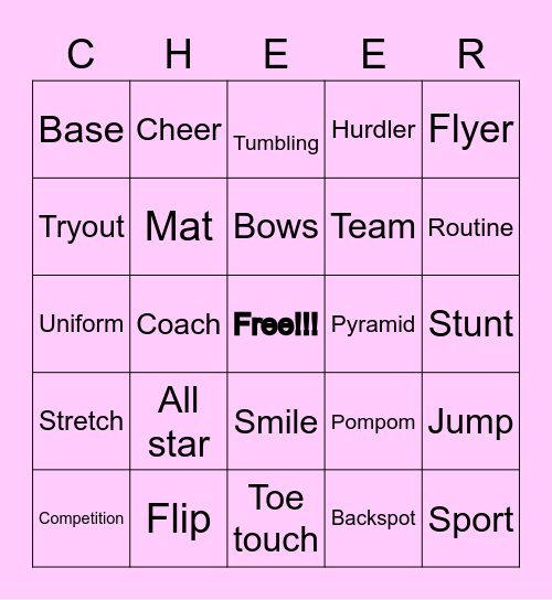 Cheer Bingo Card