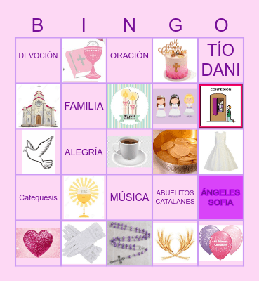 Primera Comunión Bingo Card