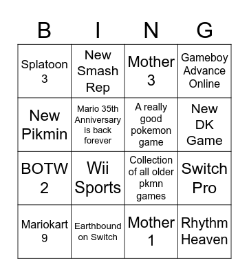 Dream E3 Presentation Bingo Card