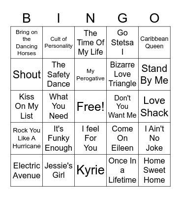 1980's Bingo Card
