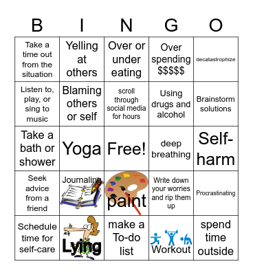 Coping Skills BINGO Card