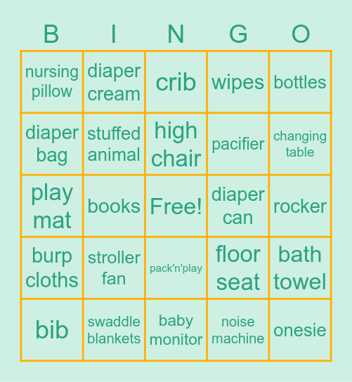 Baby BINGO Card