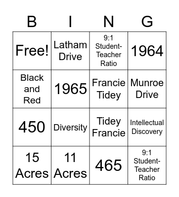 Country Day Bingo Card