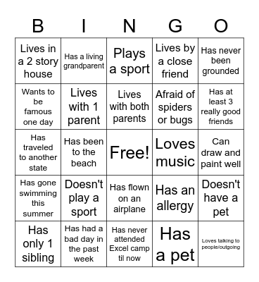 Moment in Time Bingo Card
