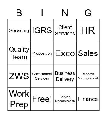 Zurich Vaccinaid Campaign Bingo Card
