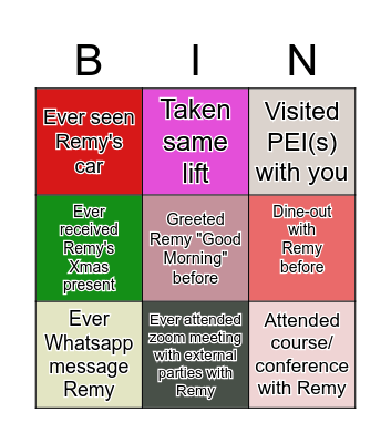 Together-ness Bingo Card