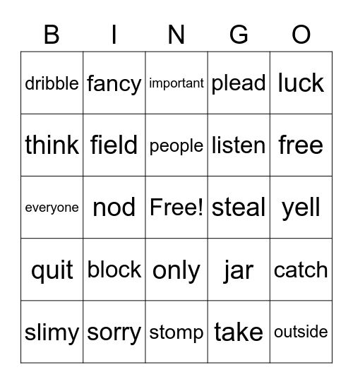 Winners Never Quit / Hi! Fly Guy Bingo Card