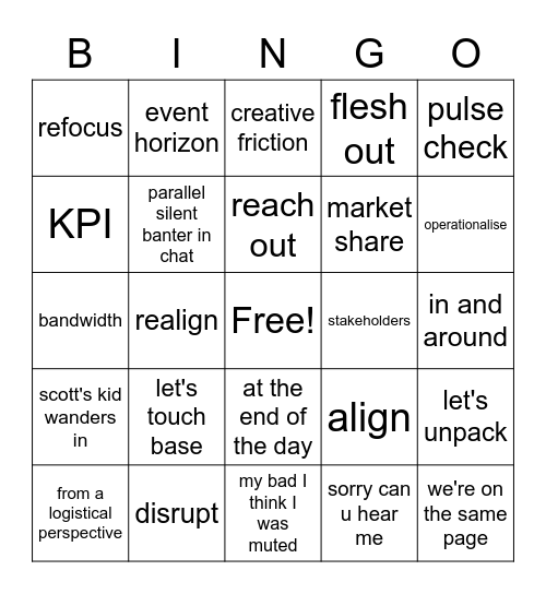 Fraser's Bingo Card