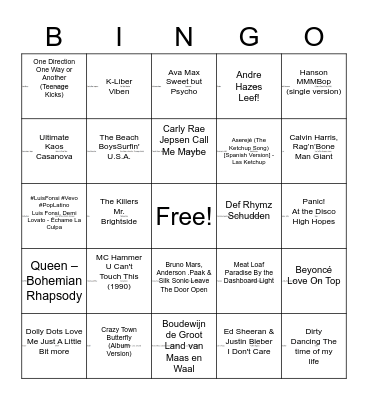 Swingo Bingo Card