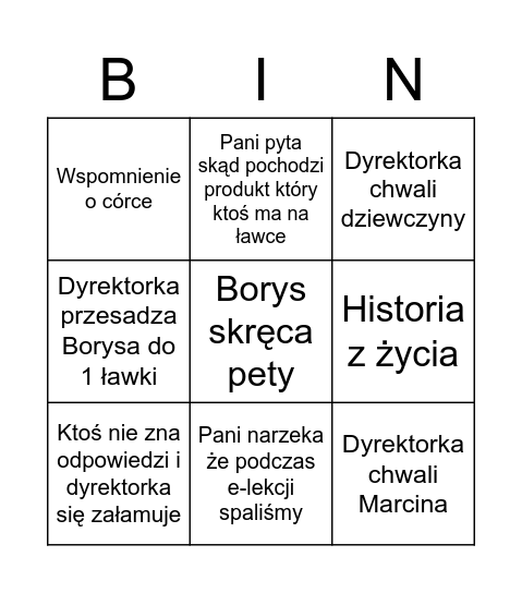 Bingo geograficzne Bingo Card