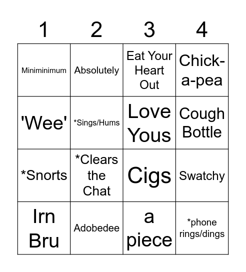 Heather Bingo Card