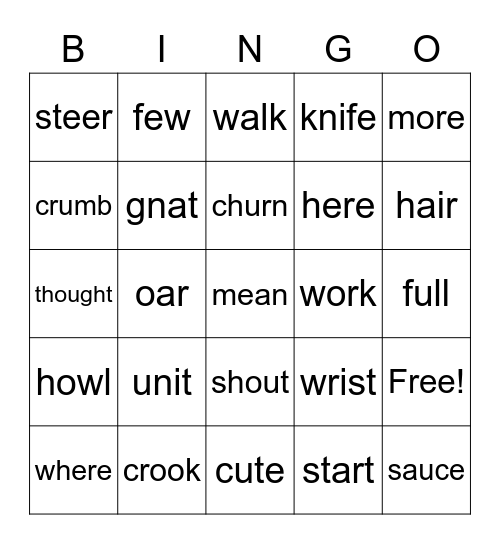 Spelling Jan-June Bingo Card