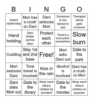 Dani x Mori Ship Bingo Card
