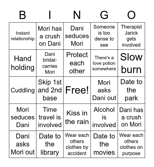 Dani x Mori Ship Bingo Card