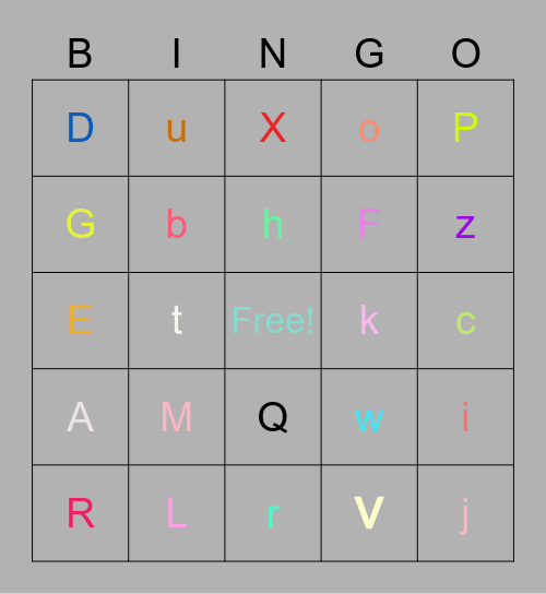 Alphabet Bingo Card
