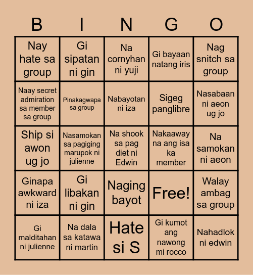 B A R K A D A X X✨ Bingo Card