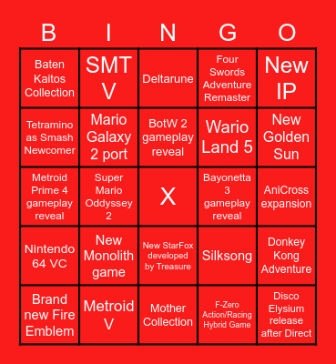 Nintendo E3: Hype Train Edition Bingo Card