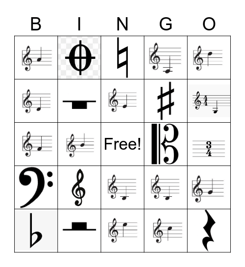 Orchestra Bingo Card