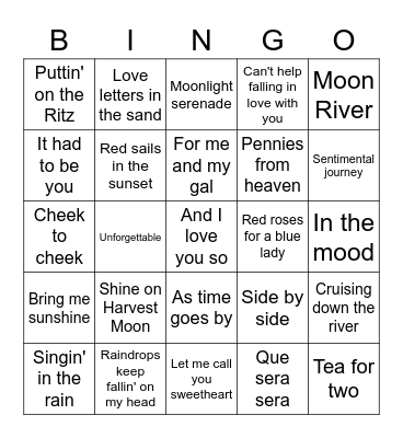 Musical Bingo Card