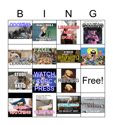 WHAT I'M DOING AT HOME Bingo Card