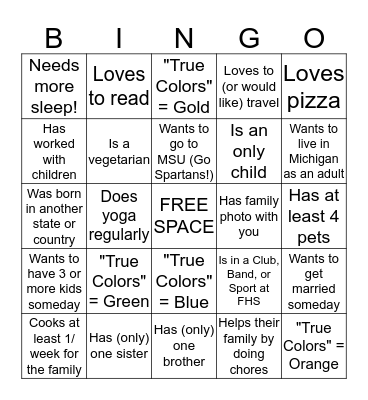 Family Sociology Bingo Card