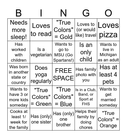 Family Sociology Bingo Card