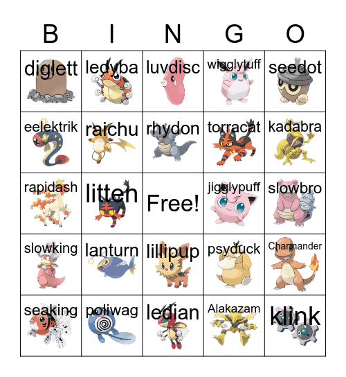 Pokemon Bingo Card