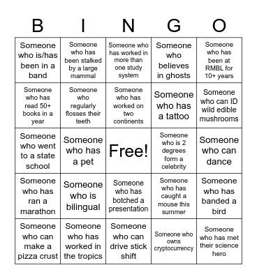 Ice Breaker Bingo Card