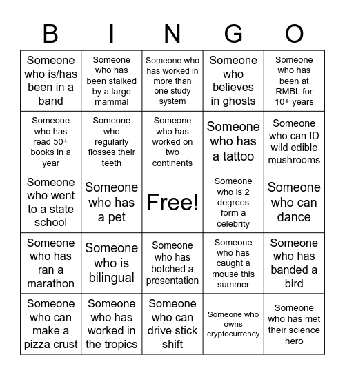 Ice Breaker Bingo Card