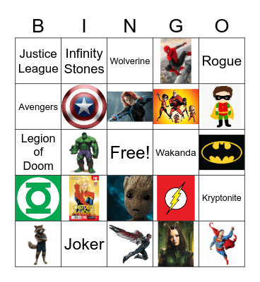 Superhero! Bingo Card