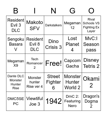 Capcom E3 Bingo Card
