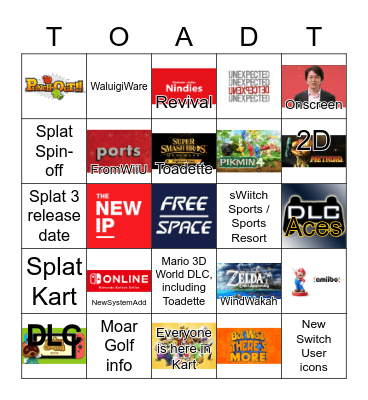Nintendo e3 Direct Bingo Card