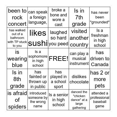 FIND SOMEONE WHO... Bingo Card