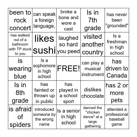 FIND SOMEONE WHO... Bingo Card