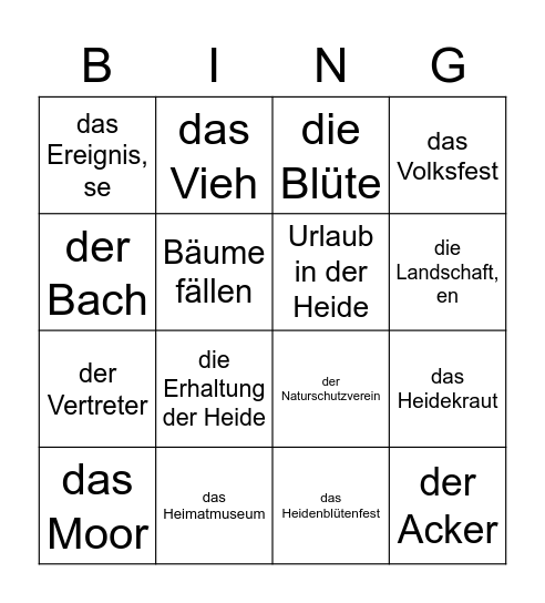 Die Lüneburger Heide Bingo Card