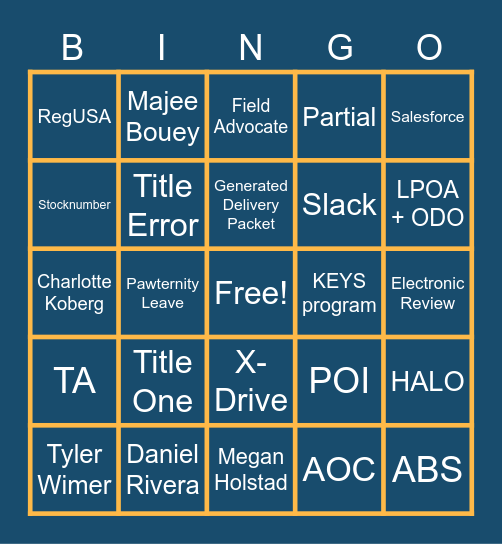 REG Bingo Card