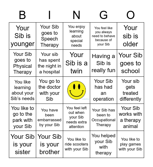 Sib Bingo Card