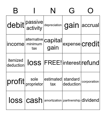 Accountant Bingo Card
