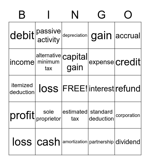 Accountant Bingo Card