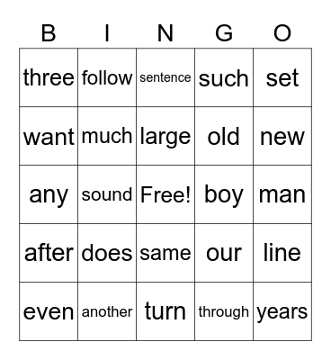 Lincoln's Bingo Card